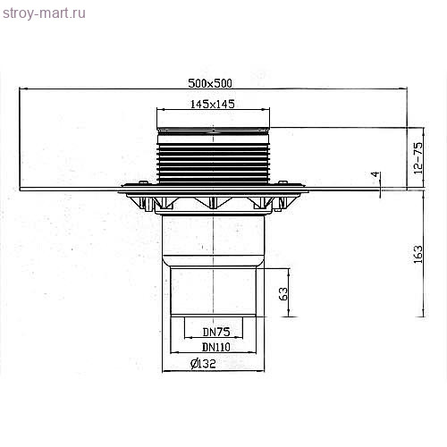 Корпус для трапов Дн 75/110 с решеткой из неж стали крепление Klik Klak HL 3100TН Корпус для трапов Дн 75/110 с решеткой из неж стали крепление Klik Klak HL 3100TН