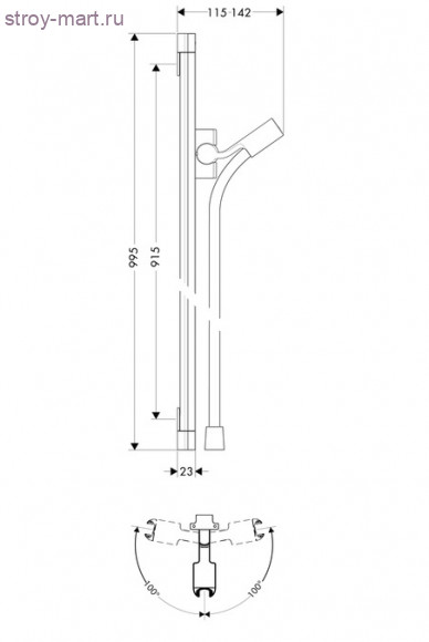 Штанга для душа PuraVida Unica 0,90 м ?’ PuraVida 27844000 Штанга для душа PuraVida Unica 0,90 м ?’ PuraVida 27844000