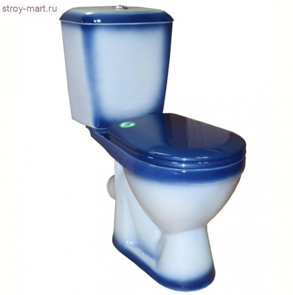 Унитаз-компакт Лира синий декор косой выпуск в комплекте Кировская Керамика - 4606034156865 Унитаз-компакт Лира синий декор косой выпуск в комплекте Кировская Керамика - 4606034156865