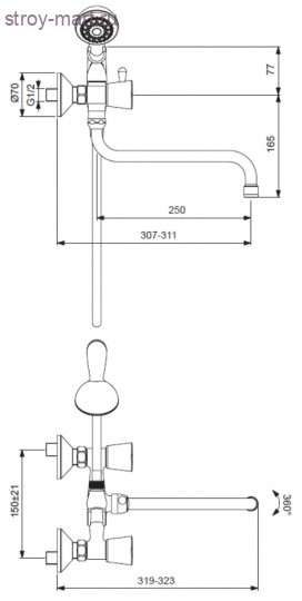 Смеситель двуручный для ванны Квадро/Quadro хром к/затвор труб поворот дл/излив L=250мм Vidima BA248AA Смеситель двуручный для ванны Квадро/Quadro хром к/затвор труб поворот дл/излив L=250мм Vidima BA248AA