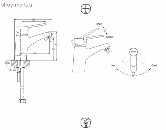 Смеситель для ванной комнаты на раковину низкий - F1111147C Смеситель для ванной комнаты на раковину низкий - F1111147C