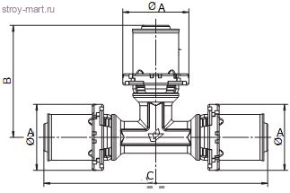 Тройник МП латунь Дн 26 пресс Comap 730JXX - 027-0496 Тройник МП латунь Дн 26 пресс Comap 730JXX - 027-0496