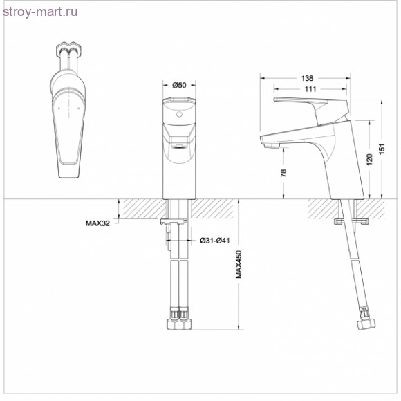 Смеситель для ванной комнаты на раковину низкий - F15299C-1 Смеситель для ванной комнаты на раковину низкий - F15299C-1