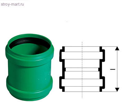 Муфта PP-H зел Дн 110 нап двойная Ostendorf 777300 Муфта PP-H зел Дн 110 нап двойная Ostendorf 777300