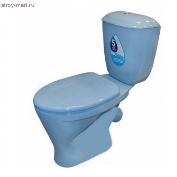 Унитаз-компакт голубой козырьковый косой выпуск в комплекте Santeri - 4606034157077 Унитаз-компакт голубой козырьковый косой выпуск в комплекте Santeri - 4606034157077