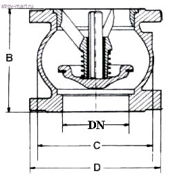 Клапан обратный чугун NVD 402 Ду 65 Ру16 фл пружинный Danfoss 065B7472 Клапан обратный чугун NVD 402 Ду 65 Ру16 фл пружинный Danfoss 065B7472