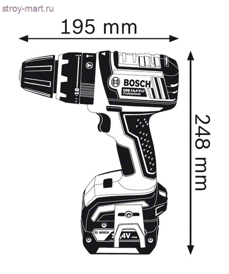 Аккумуляторная ударная дрель-шуруповерт Bosch GSB 14,4 V-LI Professional - 060186700D Аккумуляторная ударная дрель-шуруповерт Bosch GSB 14,4 V-LI Professional - 060186700D