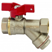 Кран шаровой латунь с фильтром Ду15 м/м баб - 007-7408
