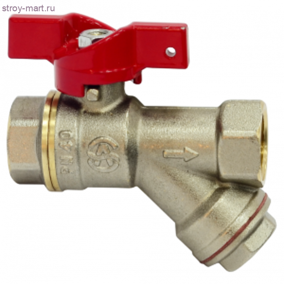 Кран шаровой латунь с фильтром Ду15 м/м баб - 007-7408 Кран шаровой латунь с фильтром Ду15 м/м баб - 007-7408