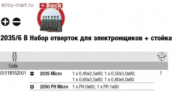 2035/6 B Набор отверток для электроники 118152 - WE-118152