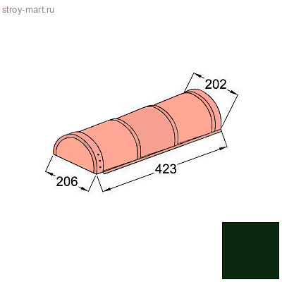 Конек полукруглый начальный НIP Decra Classic/Roman L=423 мм Хвойный лес - С-000113330 Конек полукруглый начальный НIP Decra Classic/Roman L=423 мм Хвойный лес - С-000113330