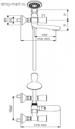 Смеситель двуручный для ванны Квадро/Quadro хром к/затвор лит излив L=102мм Vidima BA247AA Смеситель двуручный для ванны Квадро/Quadro хром к/затвор лит излив L=102мм Vidima BA247AA