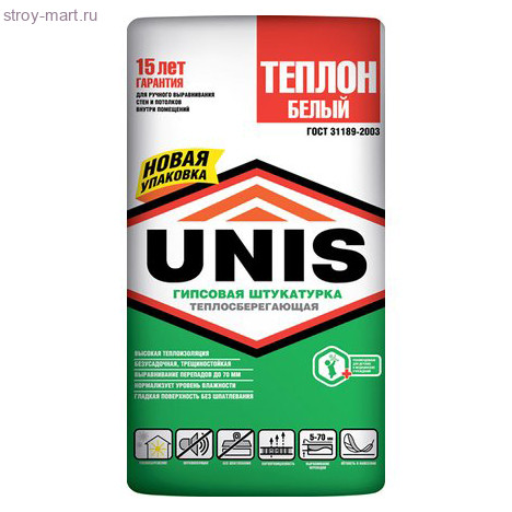 «Юнис-Теплон» Белый (штукатурка) 30 кг (40 шт/под) - С-000014290 «Юнис-Теплон» Белый (штукатурка) 30 кг (40 шт/под) - С-000014290