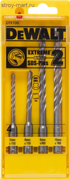Набор 4шт,буры SDS+,ф5\6\8\10мм - DT 9700 Набор 4шт,буры SDS+,ф5\6\8\10мм - DT 9700