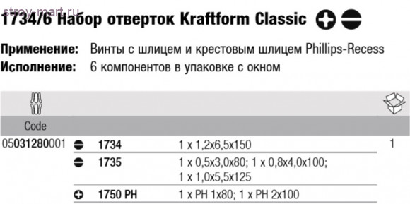 1734/6 Набор отверток 031280 - WE-031280 1734/6 Набор отверток 031280 - WE-031280