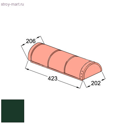 Конек полукруглый конечный Decra Classic/Roman L=423 мм Хвойный лес - С-000113329