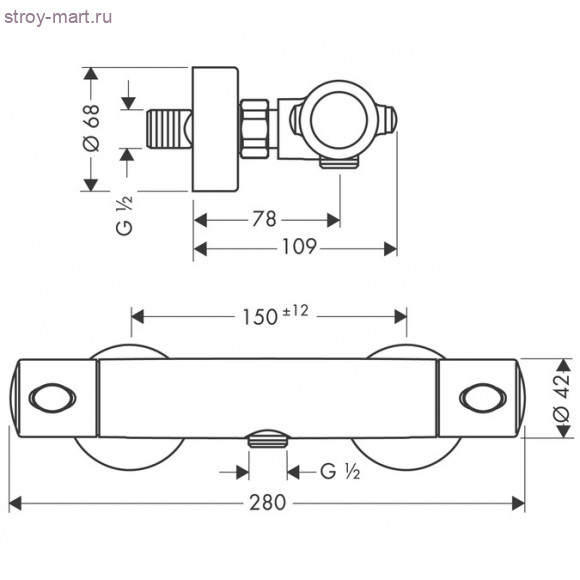 Термостат для душа Ecostat 1001 SL, ВМ, ?’ Ecostat 13261000 Термостат для душа Ecostat 1001 SL, ВМ, ?’ Ecostat 13261000