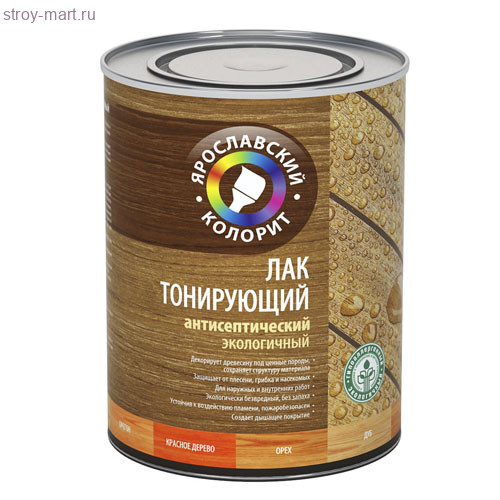 Лак-антисептик акриловый тонирующий «Ярославский Колорит» орех 0,8 кг экологичный (14 шт/уп.) - С-000111713 Лак-антисептик акриловый тонирующий «Ярославский Колорит» орех 0,8 кг экологичный (14 шт/уп.) - С-000111713