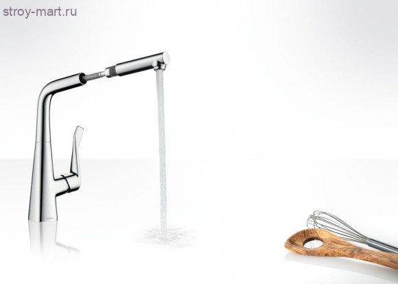 Смеситель для кухни однорычажный, с выдвижным душем, ?? Metris 14821000 Смеситель для кухни однорычажный, с выдвижным душем, ?? Metris 14821000