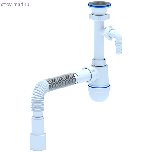 Сифон для умывальника/мойки нерж/сетка 1 1/2х40/50 бутылочный с гофрой АНИ Пласт C0315