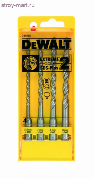 Набор 4шт,буры SDS+,ф5.5\7\8\10мм - DT 9702 Набор 4шт,буры SDS+,ф5.5\7\8\10мм - DT 9702