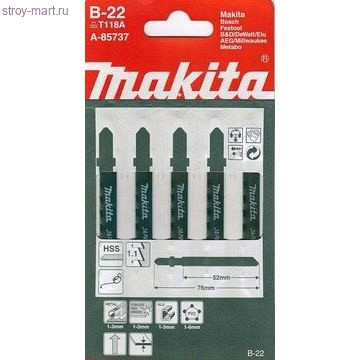 Пилки д\лобзика 5шт,В22,HSS,76\1.1мм,рез-3мм(T118A) - A-85737 Пилки д\лобзика 5шт,В22,HSS,76\1.1мм,рез-3мм(T118A) - A-85737