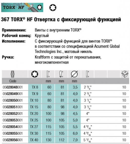 367 TORX® HF Отвертка с фиксирующей функцией 028048 - WE-028048 367 TORX® HF Отвертка с фиксирующей функцией 028048 - WE-028048