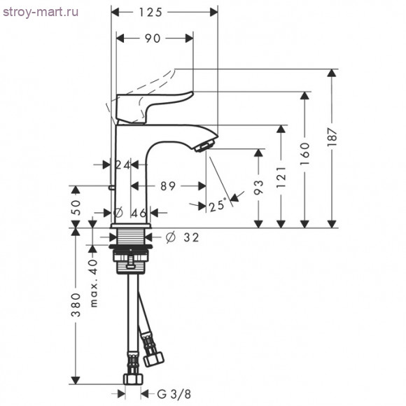Смеситель для маленькой раковины 100, однорычажный, со сливным гарнитуром Metris 31088000 Смеситель для маленькой раковины 100, однорычажный, со сливным гарнитуром Metris 31088000
