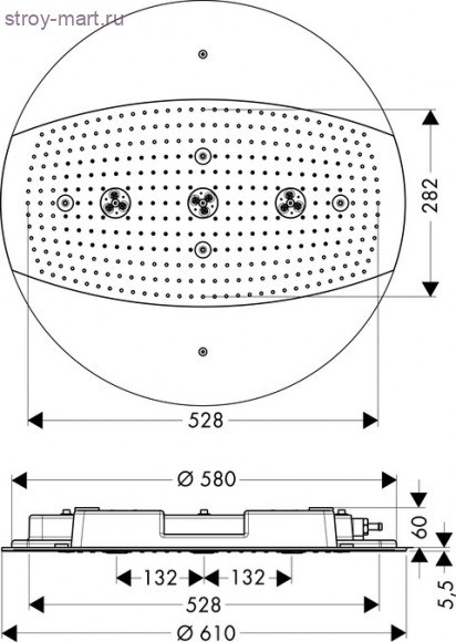Верхний душ Raindance Rainmaker ? 600 мм Air 3jet, без подсветки, ?’ Raindance 28403000 Верхний душ Raindance Rainmaker ? 600 мм Air 3jet, без подсветки, ?’ Raindance 28403000