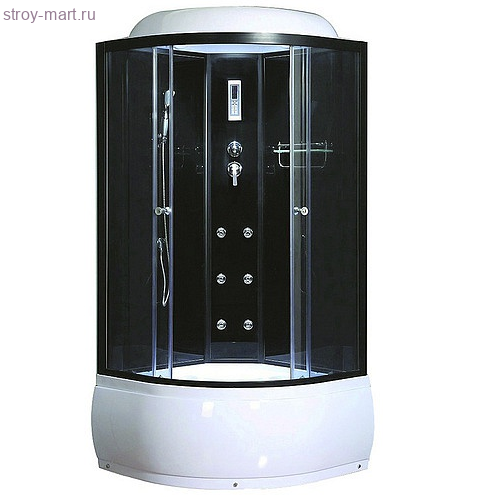 Кабина душевая тонир/стекло 900х900мм белый выс/поддон 4-х стенная в комплекте смеситель и массаж-люкс AS-104 - 4606034156032