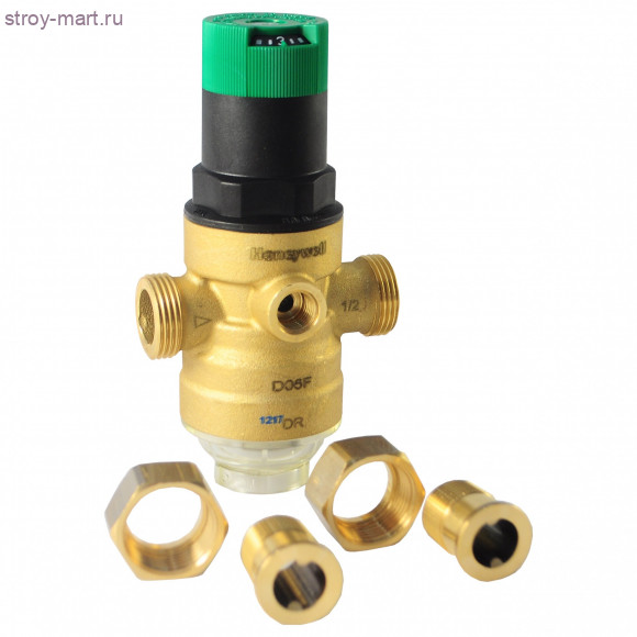 Регулятор давления с вых. под манометр и шкалой регулировки D06F г/в мембранный латунь 1/2 НР нак. гайка Ру25 1.5-6.0 бар Honeywell D06F-1/2 B Регулятор давления с вых. под манометр и шкалой регулировки D06F г/в мембранный латунь 1/2 НР нак. гайка Ру25 1.5-6.0 бар Honeywell D06F-1/2 B