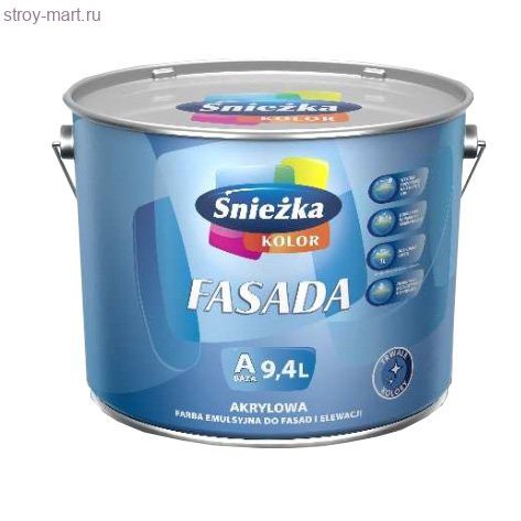 Краска фасадная «Color Fasada», база А, акриловая, 2,82 л /Sniezka Польша - С-000109287 Краска фасадная «Color Fasada», база А, акриловая, 2,82 л /Sniezka Польша - С-000109287