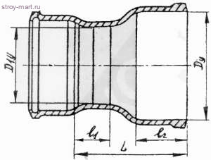 Патрубок чугун канализационн Ду 100х50 б/нап ГОСТ 6942-98 переходн - 4606034027905