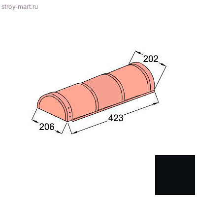 Конек полукруглый начальный НIP Decra Classic/Roman L=423 мм Антрацит - С-000113108 Конек полукруглый начальный НIP Decra Classic/Roman L=423 мм Антрацит - С-000113108