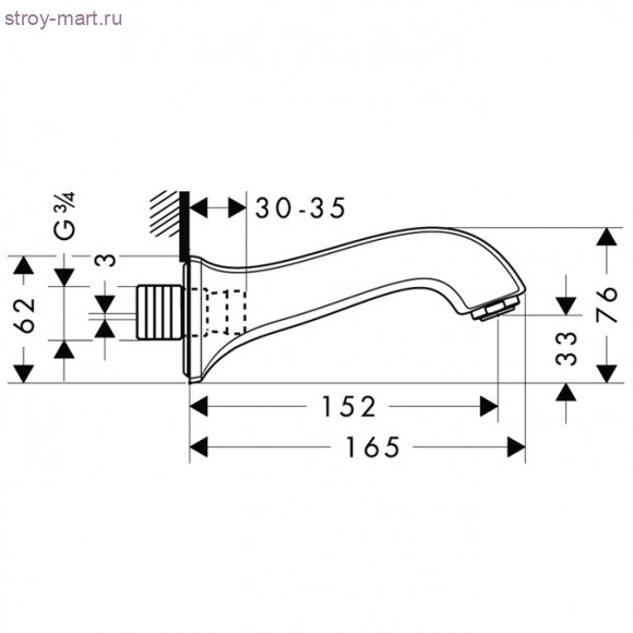 Излив на ванну Metris Classic 13413000 Излив на ванну Metris Classic 13413000