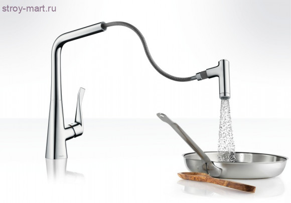 Смеситель для кухни однорычажный, с выдвижным душем, ?? Metris 14820800 Смеситель для кухни однорычажный, с выдвижным душем, ?? Metris 14820800