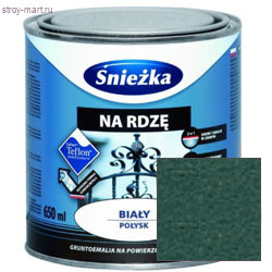 Грунт-эмаль по ржавчине 3 в 1 «Sniezka» темно-зеленый - эффект металлической структуры 0,65 л. (8 шт - С-000088580