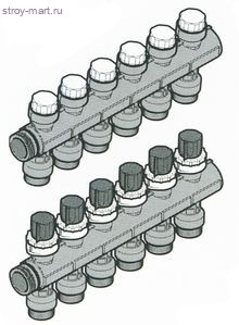 Коллектор пластик модульный 4 петли с балансировочным клапаном для PE-X Uponor 1032704 Коллектор пластик модульный 4 петли с балансировочным клапаном для PE-X Uponor 1032704
