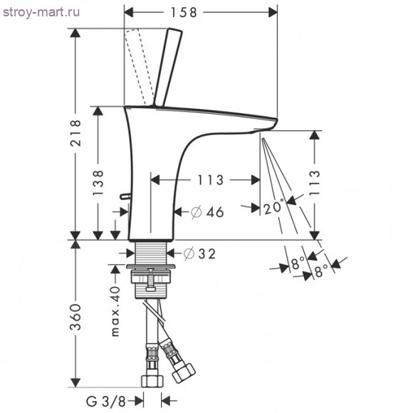Смеситель для раковины, однорычажный, со сливным набором PuraVida 15074000 Смеситель для раковины, однорычажный, со сливным набором PuraVida 15074000