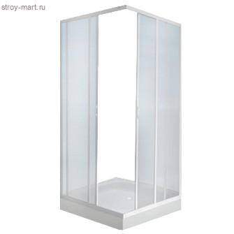 Кабина душевая пл/стекло квадрат 800х800мм белый б/поддона 2-х стенная Пластиклайн (СибПласт) - 023-1599