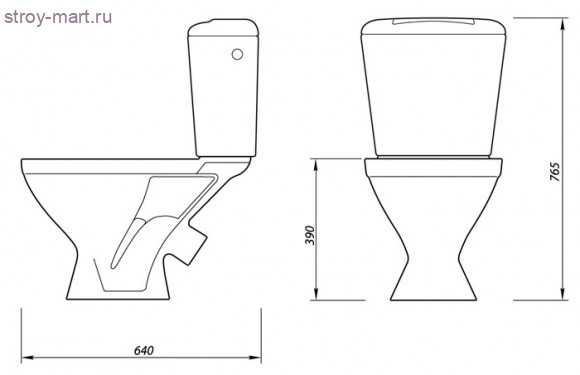 Унитаз с бачком УНИВЕРСАЛ СТРОЙФАРФОР (г. Лобня) н/подводка кнопка без комплекта