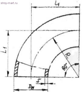 Отвод сталь бесшовный крутоизогнутый 90гр Дн 42,4х3,0 (Ду 32) под приварку ГОСТ 17375-2001 - 027-7637 Отвод сталь бесшовный крутоизогнутый 90гр Дн 42,4х3,0 (Ду 32) под приварку ГОСТ 17375-2001 - 027-7637