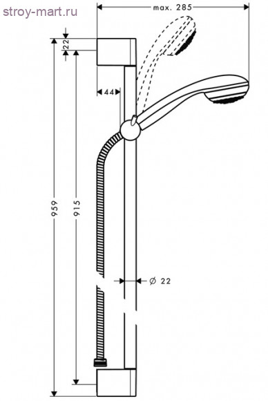 Душевой набор Crometta 85 1jet/Unica'Crometta 0,90 м, ?’ Crometta 85 27729000 Душевой набор Crometta 85 1jet/Unica'Crometta 0,90 м, ?’ Crometta 85 27729000