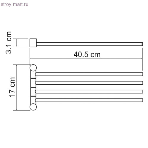 K-1034 Держатель полотенец 4-е рога - 001-0210 K-1034 Держатель полотенец 4-е рога - 001-0210