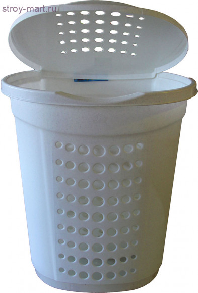 Корзина 55л, пластмассовая, для белья, с крышкой, жемчуг, овальная. Эккопласт 2835 - С-000100896 Корзина 55л, пластмассовая, для белья, с крышкой, жемчуг, овальная. Эккопласт 2835 - С-000100896