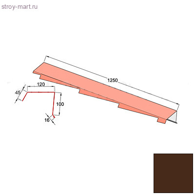 Фронтонная (торцевая) планка правая Decra Classic L=1250 (1110*) мм Тик - С-000113402 Фронтонная (торцевая) планка правая Decra Classic L=1250 (1110*) мм Тик - С-000113402