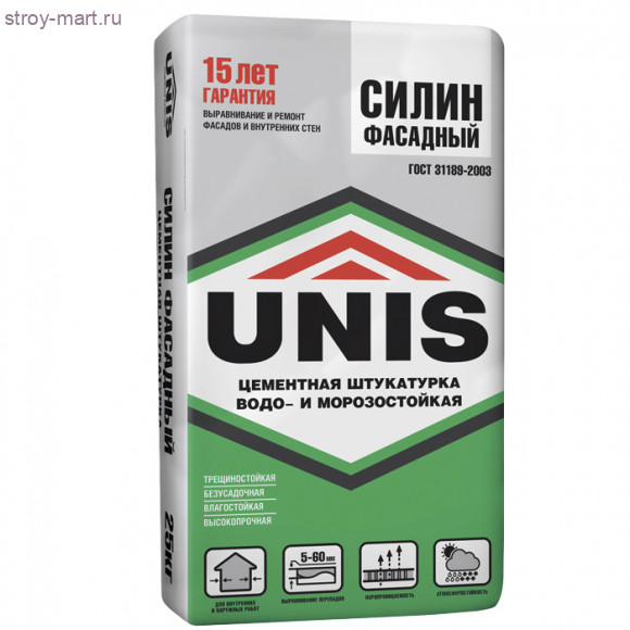 Штукатурка Юнис Силин фасадный, 25 кг (48 шт/под) - С-000014340 Штукатурка Юнис Силин фасадный, 25 кг (48 шт/под) - С-000014340