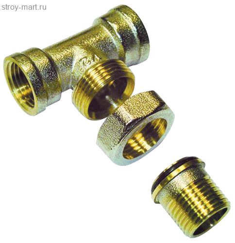 Тройник латунь Ду 15 ВР/НР/нак. Гайка Faro STC 5666 - 4606034006887 Тройник латунь Ду 15 ВР/НР/нак. Гайка Faro STC 5666 - 4606034006887