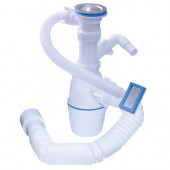 Сифон для мойки 3 1/2х40/50 бутылочный с переливом с гофрой с отверстием для стир/машины Орио А4011 -4607130486238