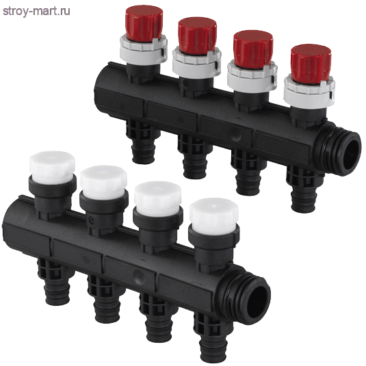 Коллектор пластик модульный с балансировочным клапаном на 4 выхода для PE-X Uponor 1030581 Коллектор пластик модульный с балансировочным клапаном на 4 выхода для PE-X Uponor 1030581
